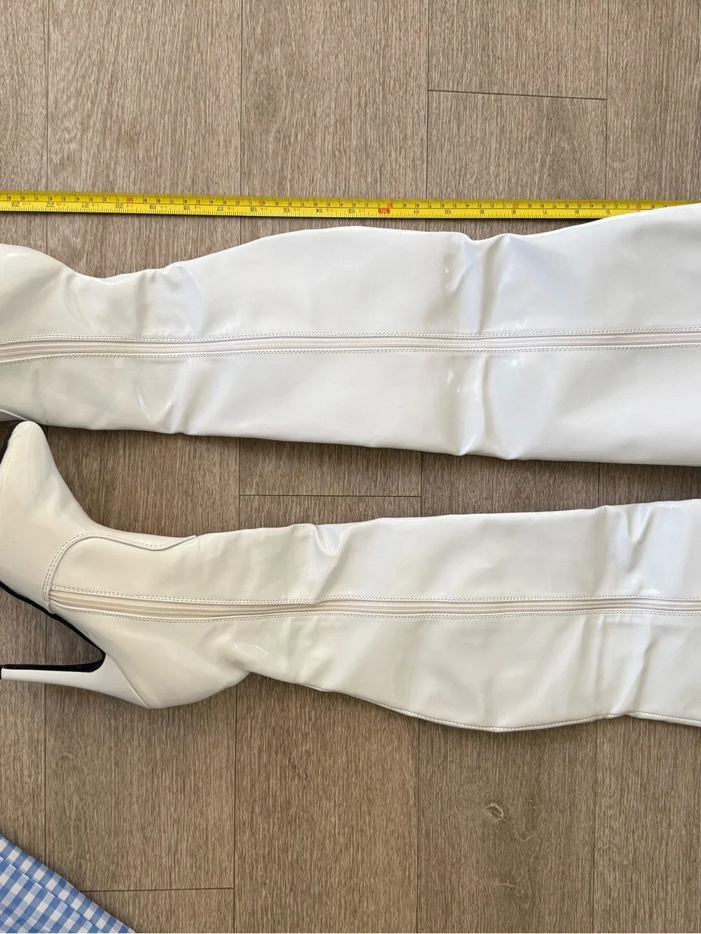 Ellie White Faux Leather Thigh-High Boots- size 7